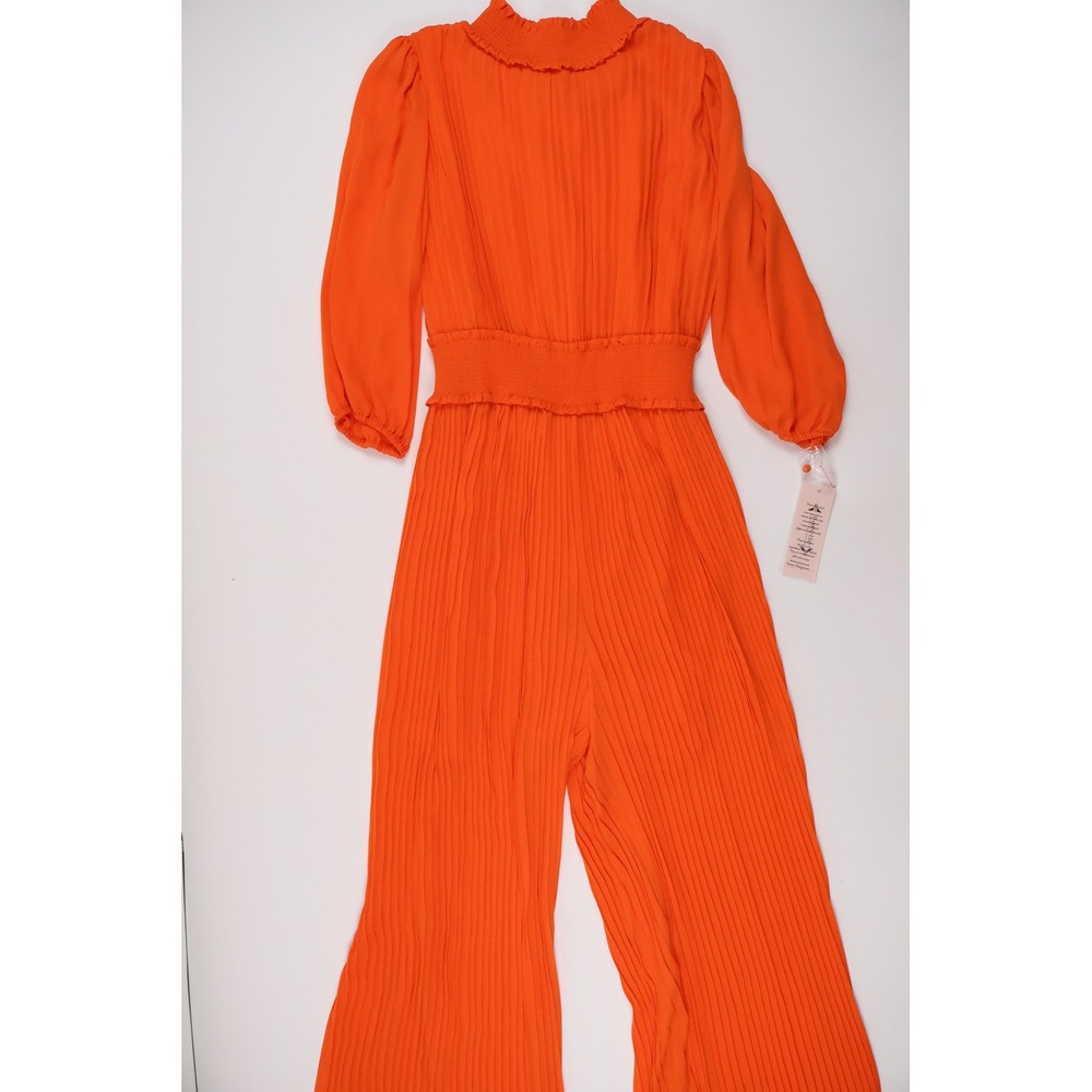 Maggy London Jumpsuit Pleated Mock Neck Poppy Orange 6 NWT MSRP 168